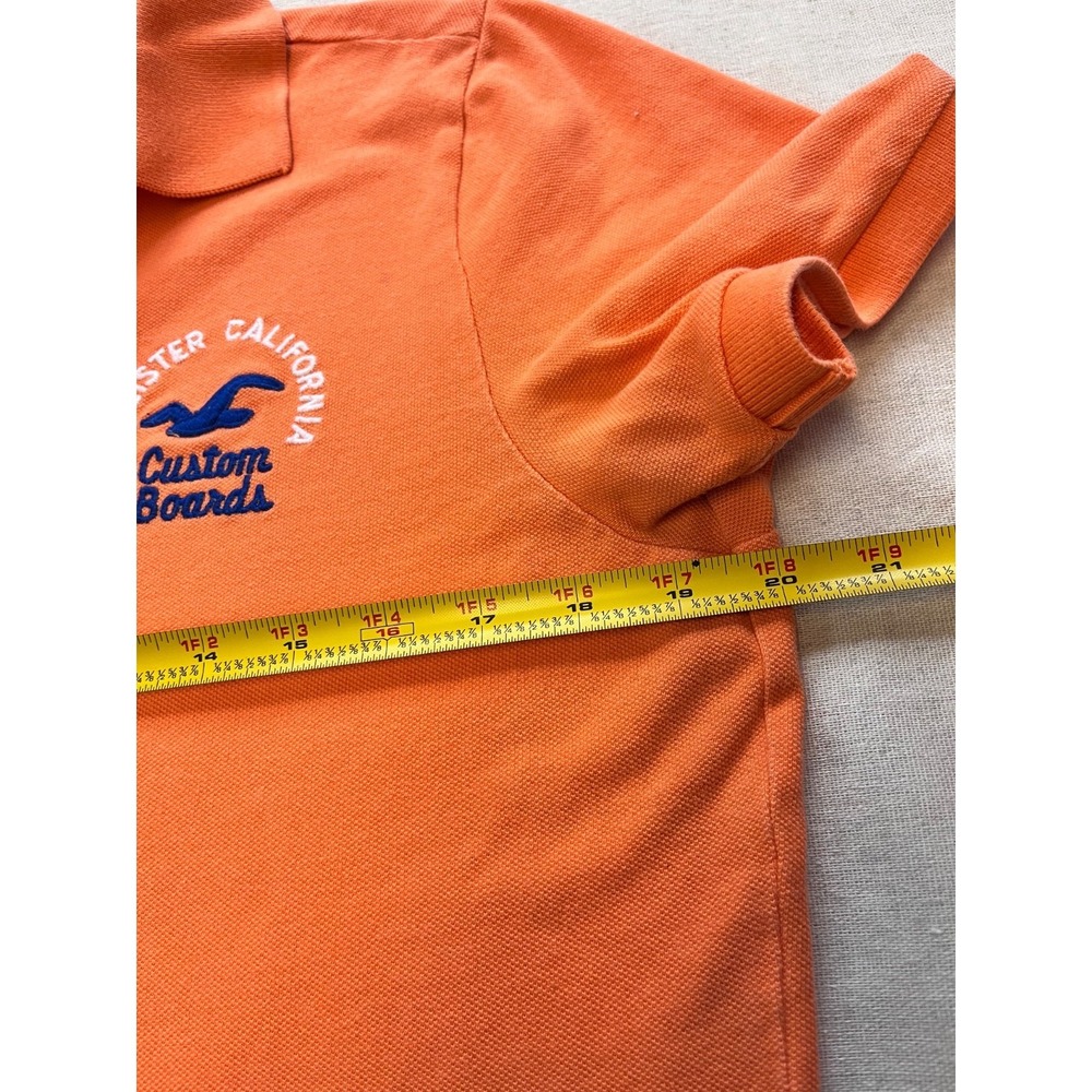 Y2K Hollister Polo Shirt Custom Boards Logo Orange Mens sz L Embroidered 2000's - Picture 16 of 16